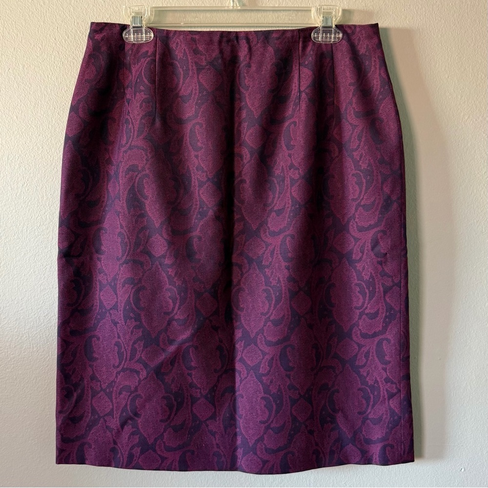 Vintage Pendleton Pink Purple Wool Paisley Lined Pencil Skirt Size 12